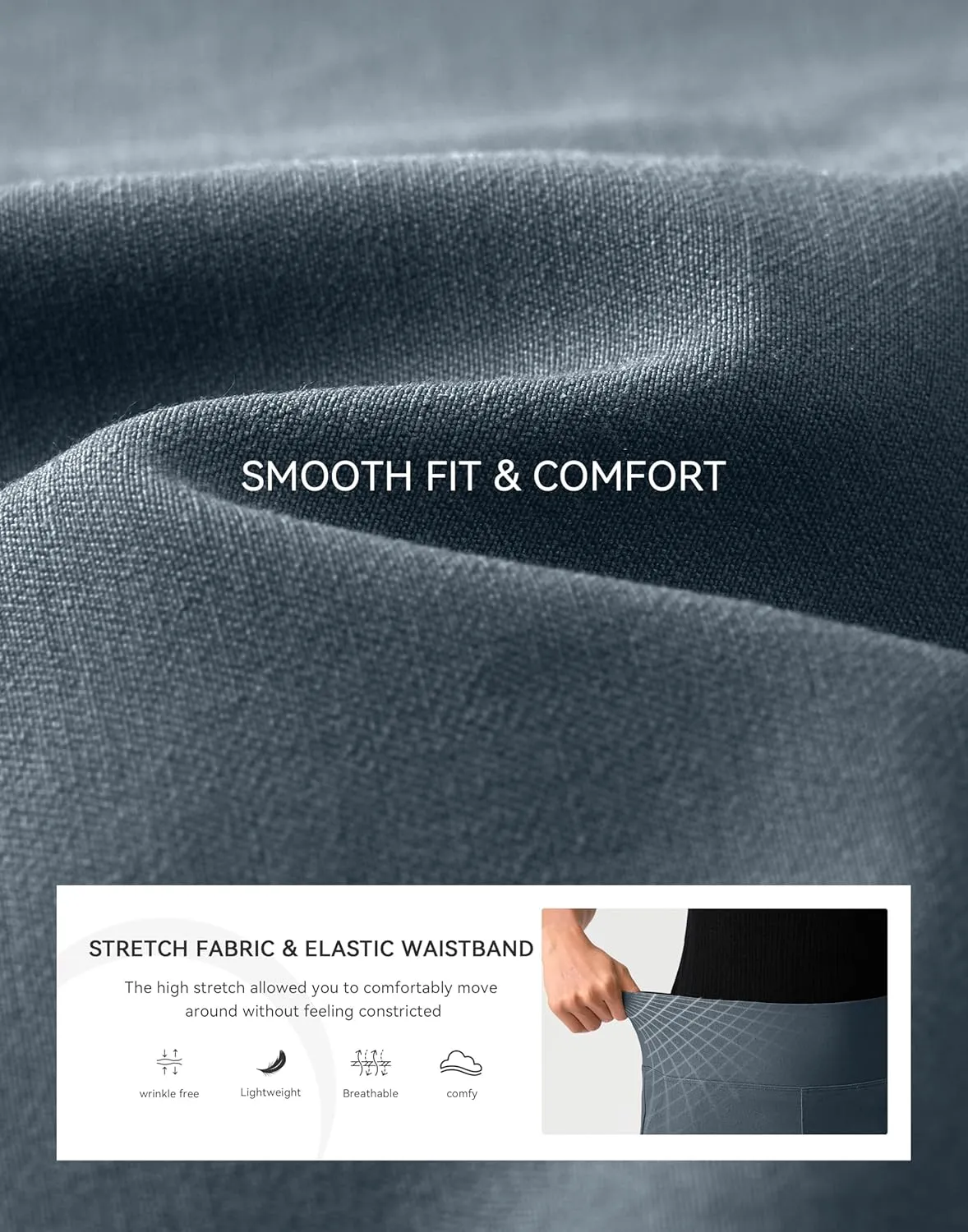 Rammus Pull On Capri Pants for Women with Pockets Womens High Waist Stretch Cropped Pants for Summer Dress Causal