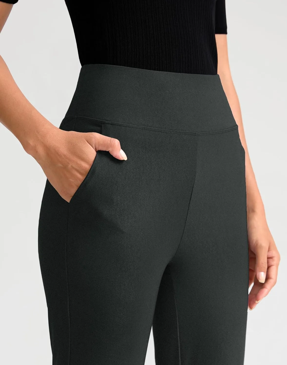 Rammus Pull On Capri Pants for Women with Pockets Womens High Waist Stretch Cropped Pants for Summer Dress Causal