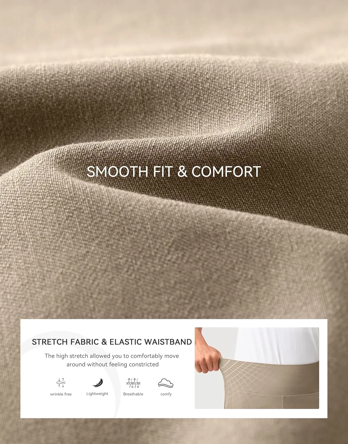 Rammus Pull On Capri Pants for Women with Pockets Womens High Waist Stretch Cropped Pants for Summer Dress Causal