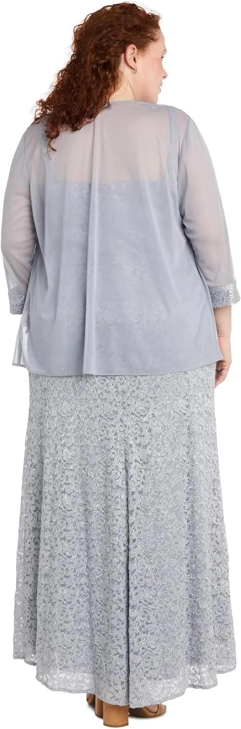 R&M Richards Women's Luxe Pearl Grace Gown Set