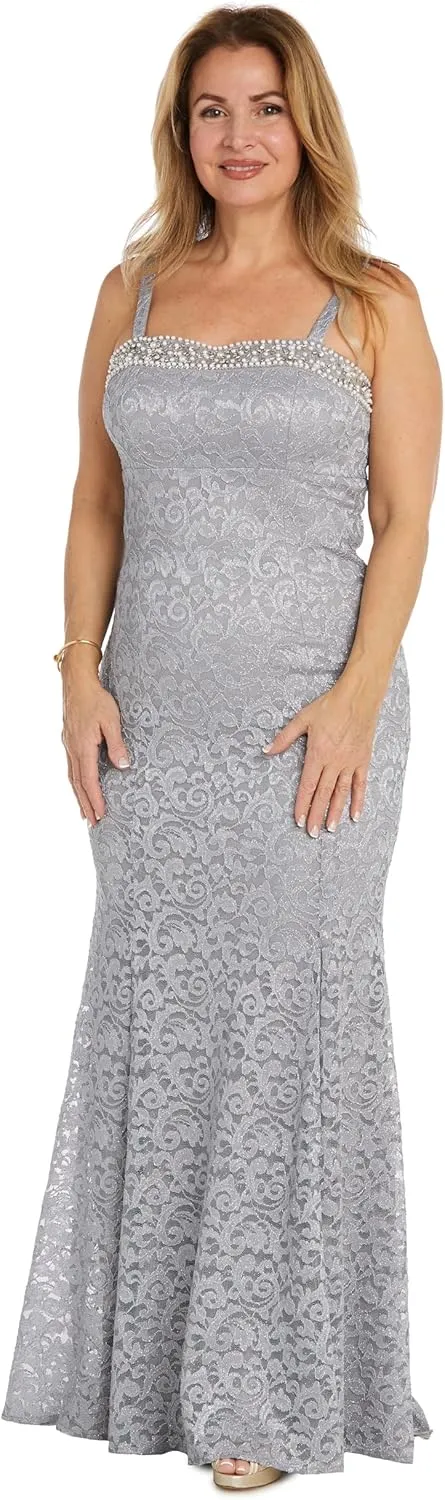 R&M Richards Women's Luxe Pearl Grace Gown Set