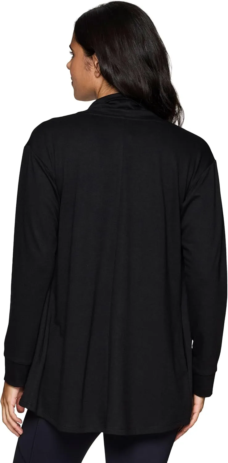 RBX Active Women's Cardigan with Pockets, Lightweight French Terry Open Cardigan Sweater for Yoga, Everyday, with Plus Sizes