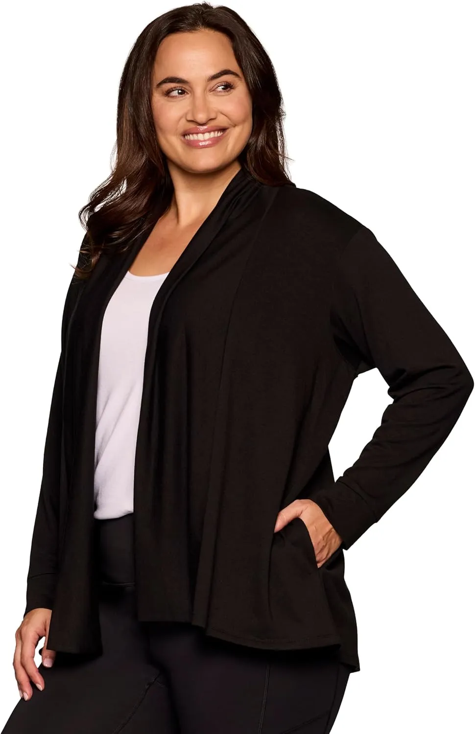 RBX Active Women's Cardigan with Pockets, Lightweight French Terry Open Cardigan Sweater for Yoga, Everyday, with Plus Sizes