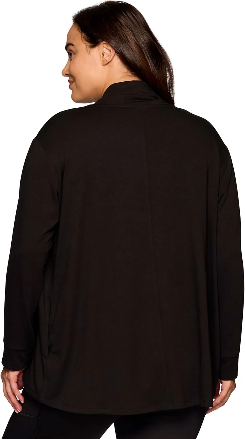 RBX Active Women's Cardigan with Pockets, Lightweight French Terry Open Cardigan Sweater for Yoga, Everyday, with Plus Sizes