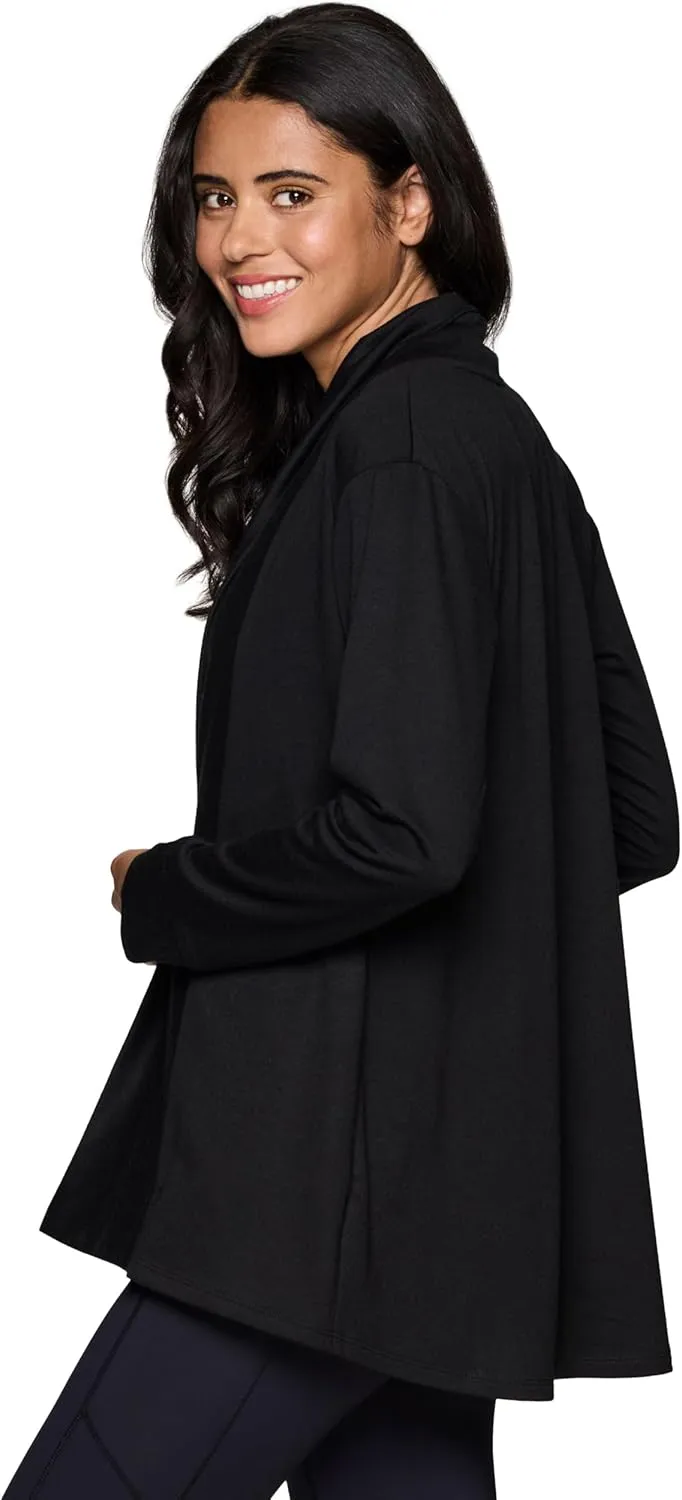 RBX Active Women's Cardigan with Pockets, Lightweight French Terry Open Cardigan Sweater for Yoga, Everyday, with Plus Sizes