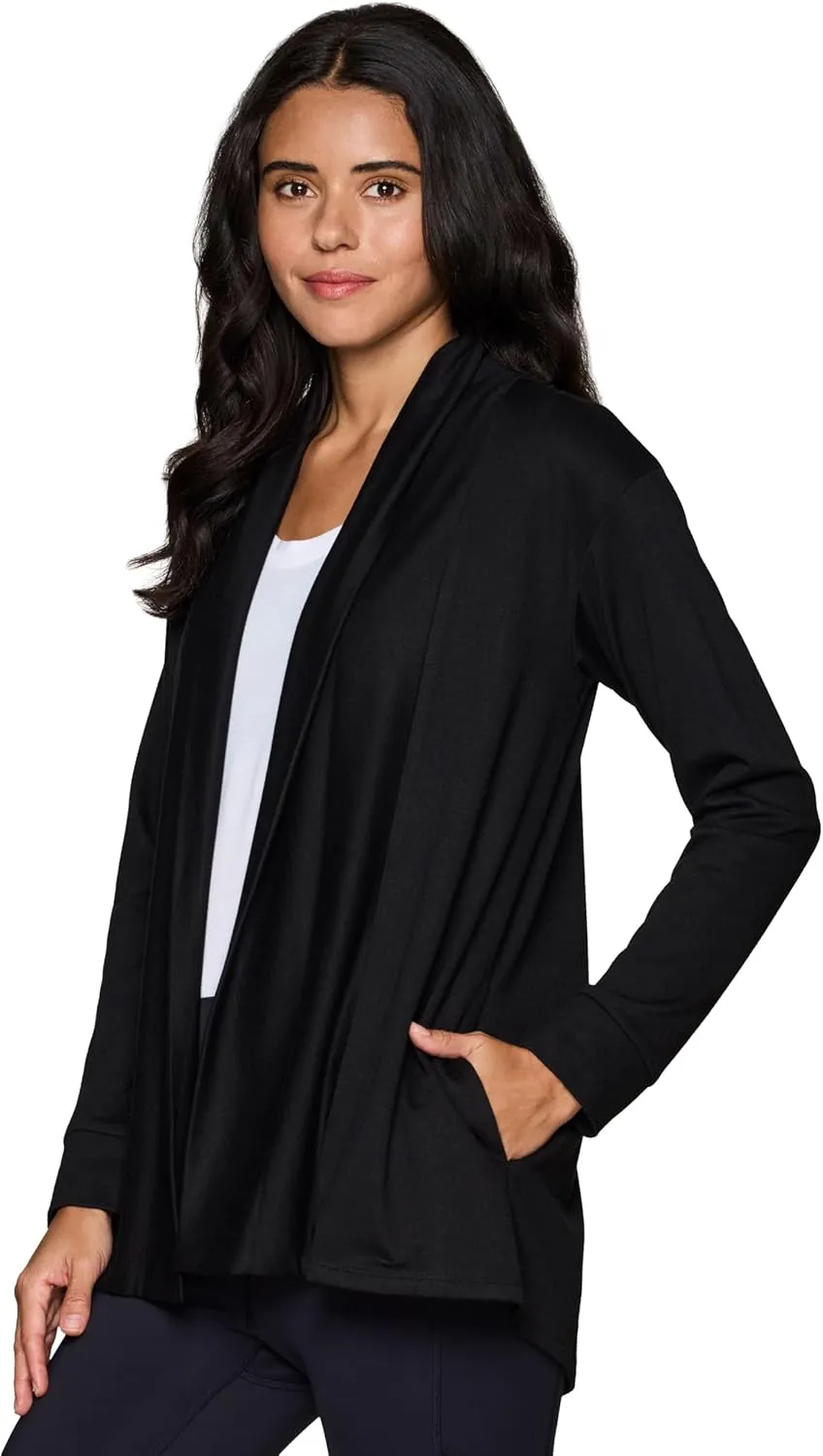 RBX Active Women's Cardigan with Pockets, Lightweight French Terry Open Cardigan Sweater for Yoga, Everyday, with Plus Sizes