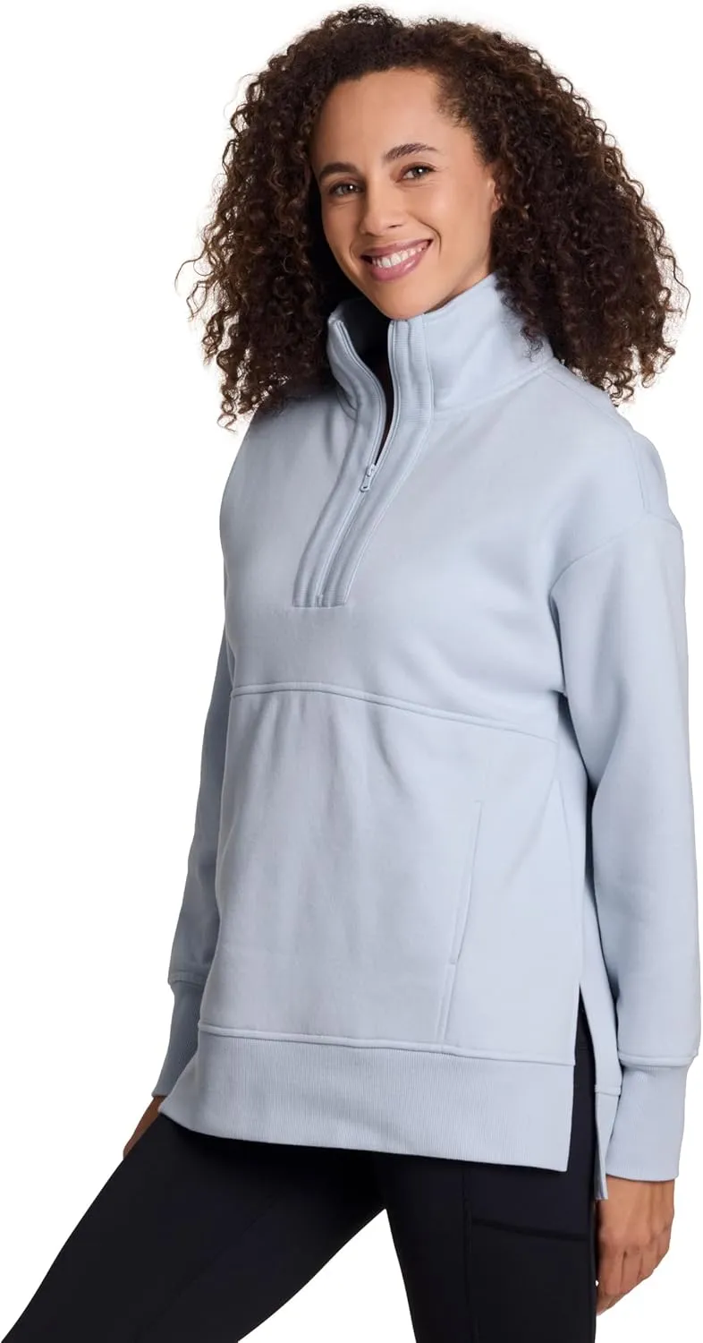 RBX Active Women's Lightweight Mock Neck Fleece 1/4 Zip Sweatshirt With Pockets