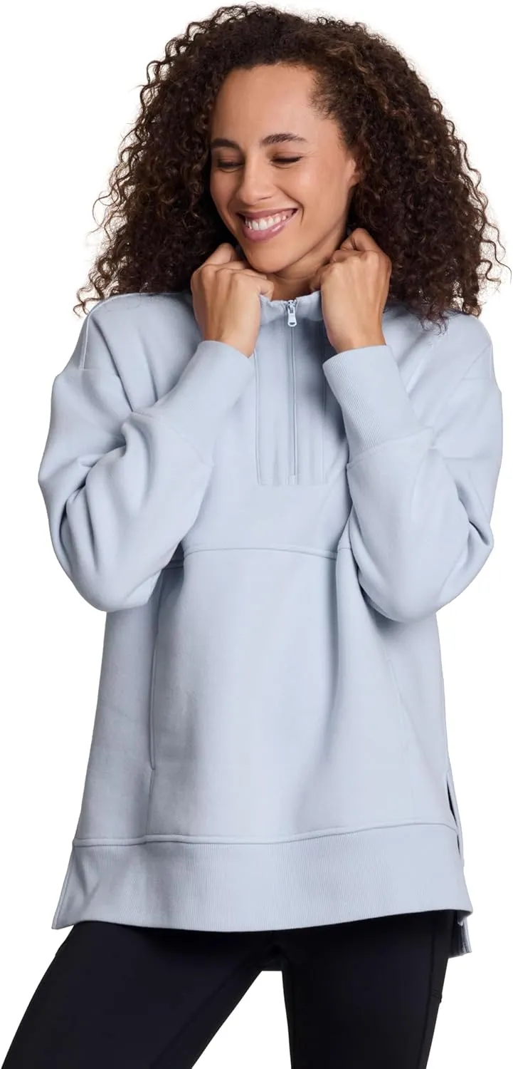 RBX Active Women's Lightweight Mock Neck Fleece 1/4 Zip Sweatshirt With Pockets