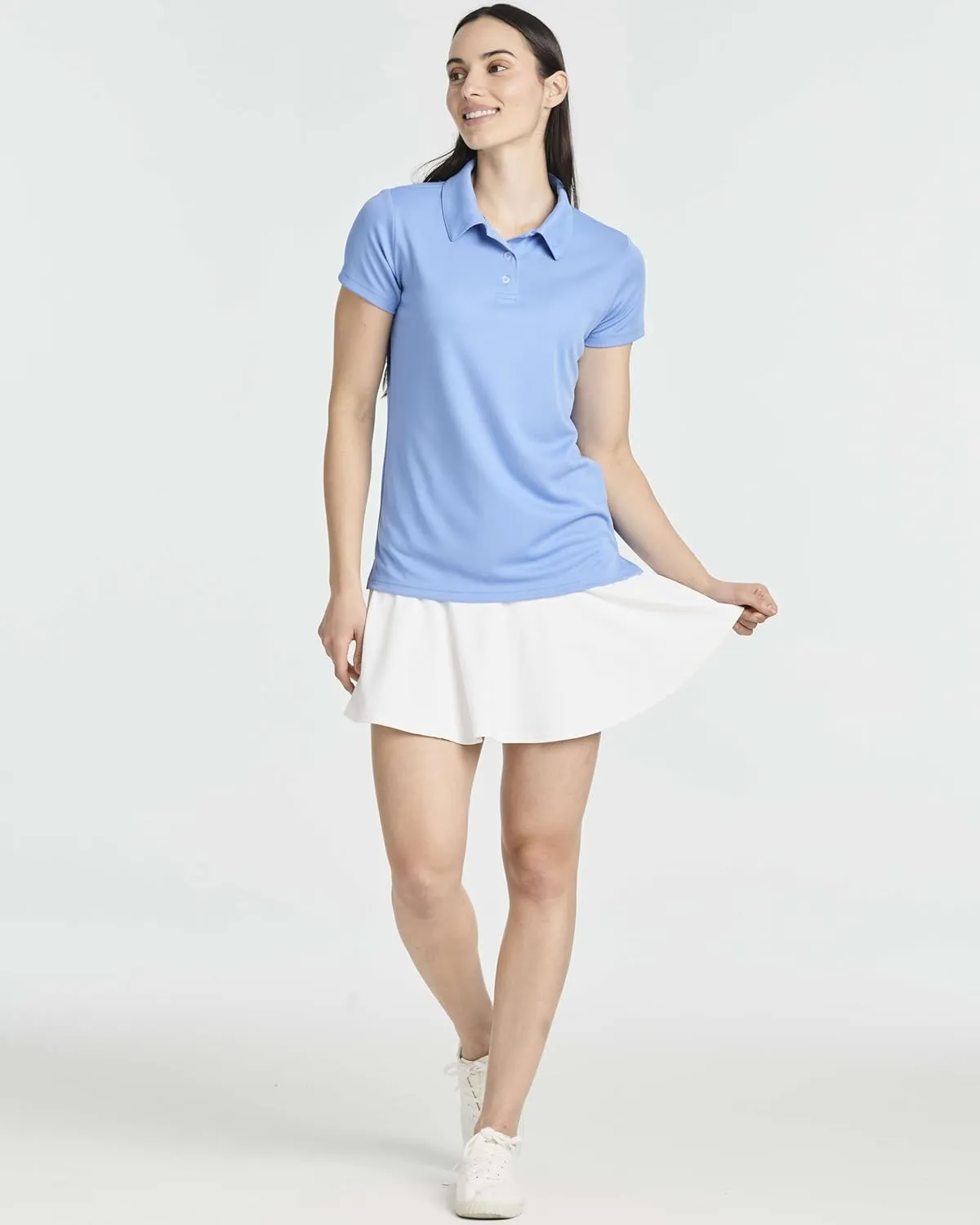 Real Essentials 3 Pack: Womens Short Sleeve Dry-Fit Performance Polo Shirt (Available in Plus)