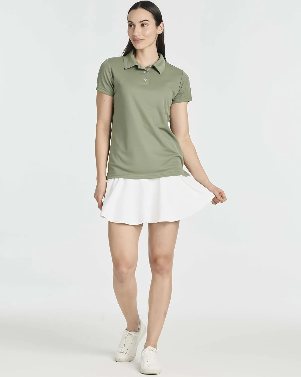 Real Essentials 3 Pack: Womens Short Sleeve Dry-Fit Performance Polo Shirt (Available in Plus)