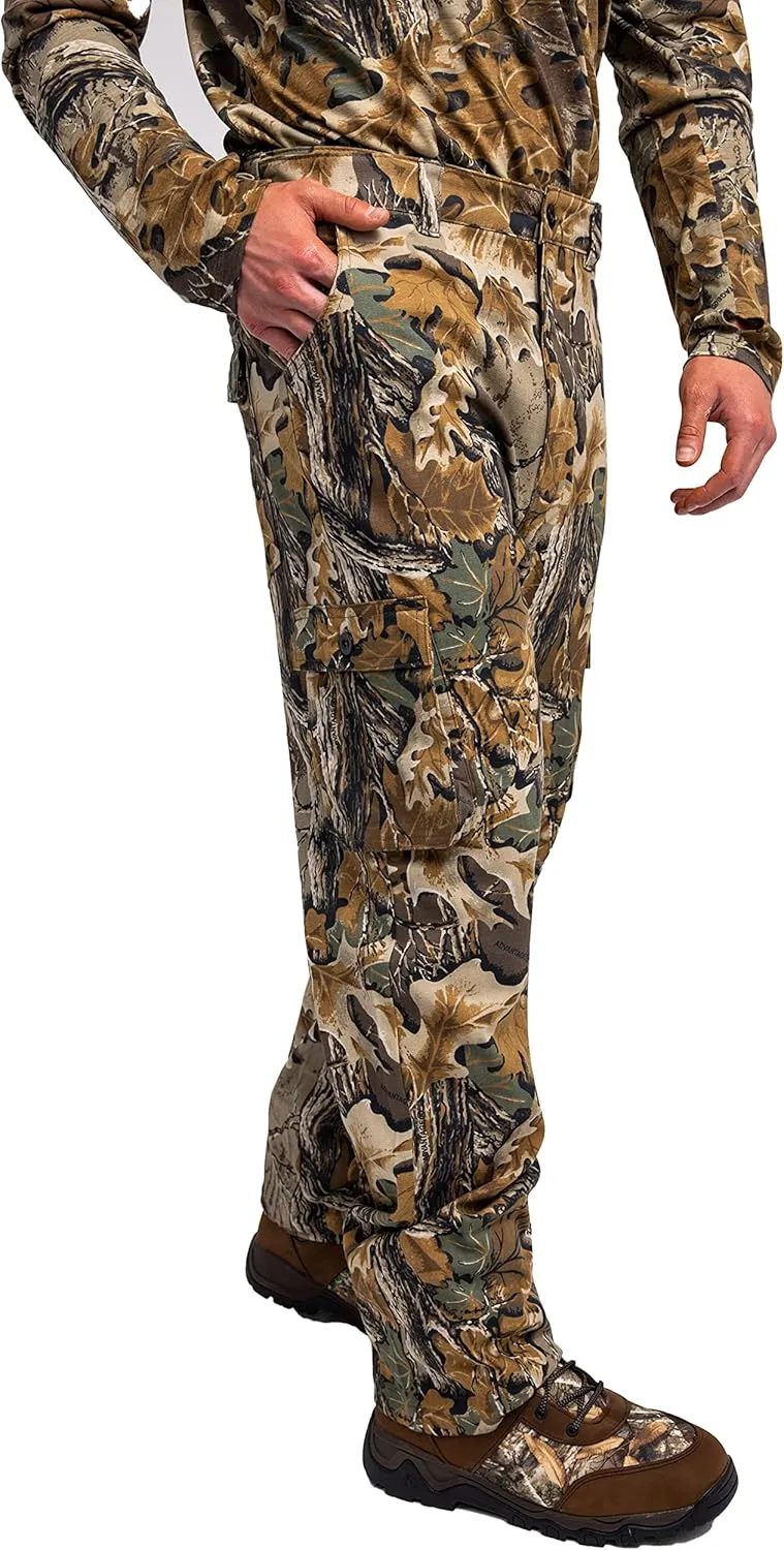 Realtree Men's Camo Hunting Pants, Mid Rise, Durable Cargo Pants with 6-Pocket, Comfort Fit, Men's Outdoor Pants