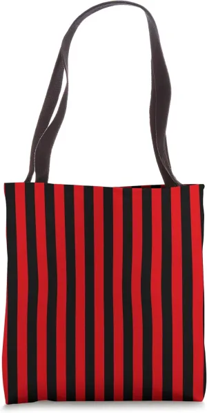Red and Black Striped Girly Stripes Preppy Aesthetic Cute Tote Bag