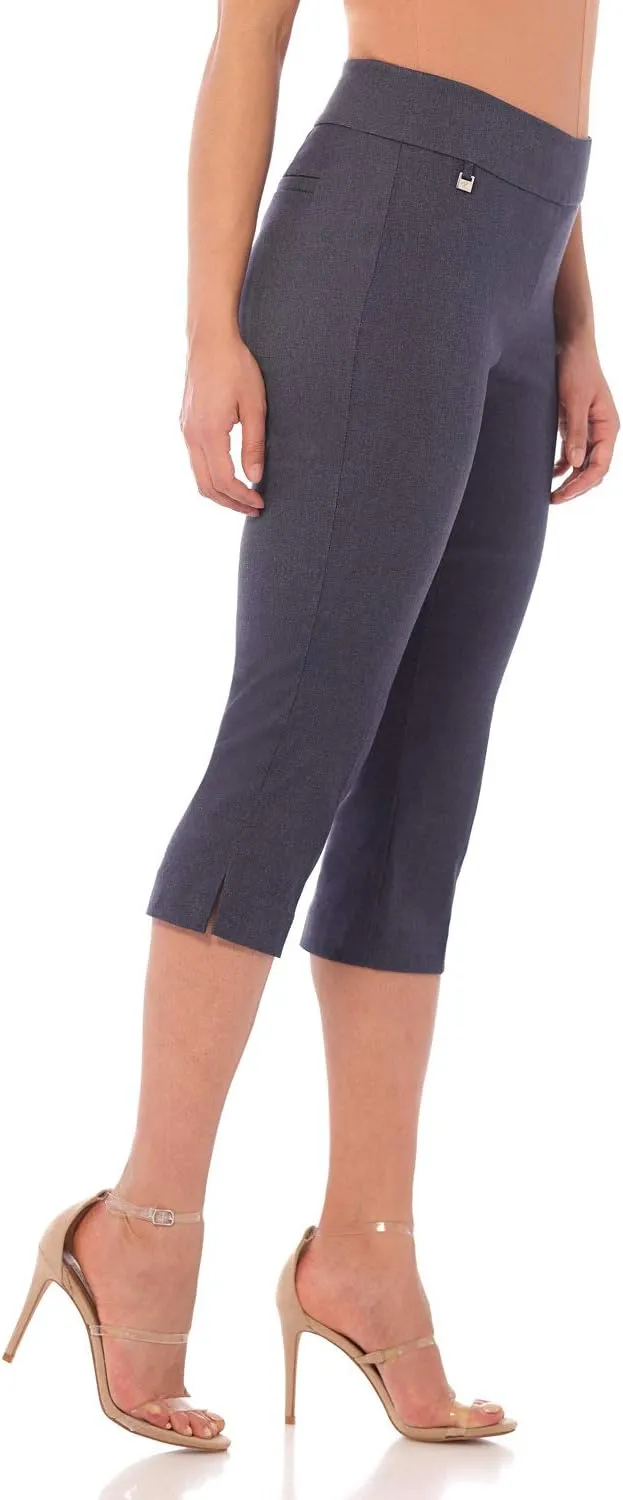 Rekucci Women's Straight Leg Comfort Capri w/Tummy Control and Secret Pocket