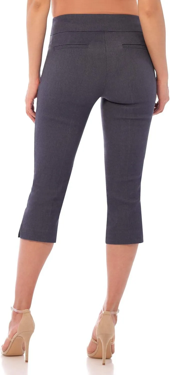 Rekucci Women's Straight Leg Comfort Capri w/Tummy Control and Secret Pocket