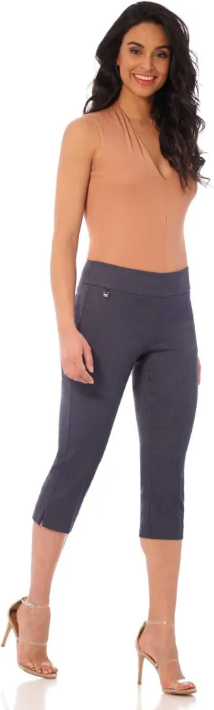 Rekucci Women's Straight Leg Comfort Capri w/Tummy Control and Secret Pocket