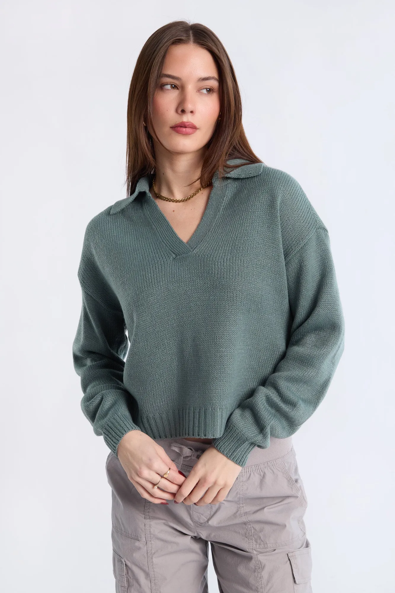 Relaxed Polo Sweater