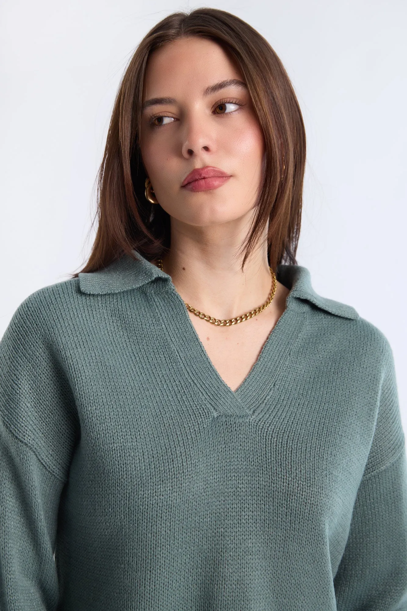 Relaxed Polo Sweater