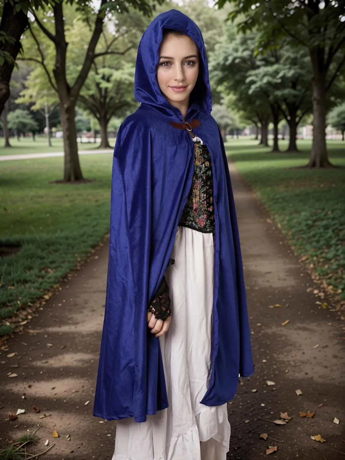 Renaissance Hooded Cloak Medieval Renaissance Faire Outfits Halloween Costume Wizard Witch Cape Adult