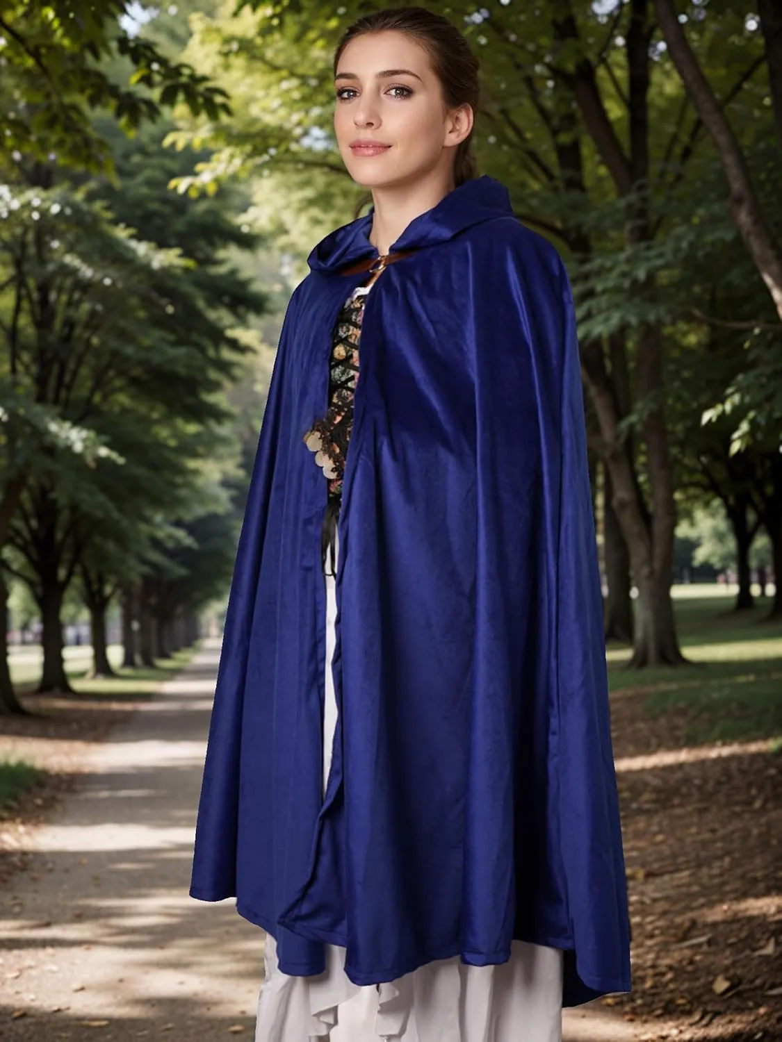 Renaissance Hooded Cloak Medieval Renaissance Faire Outfits Halloween Costume Wizard Witch Cape Adult