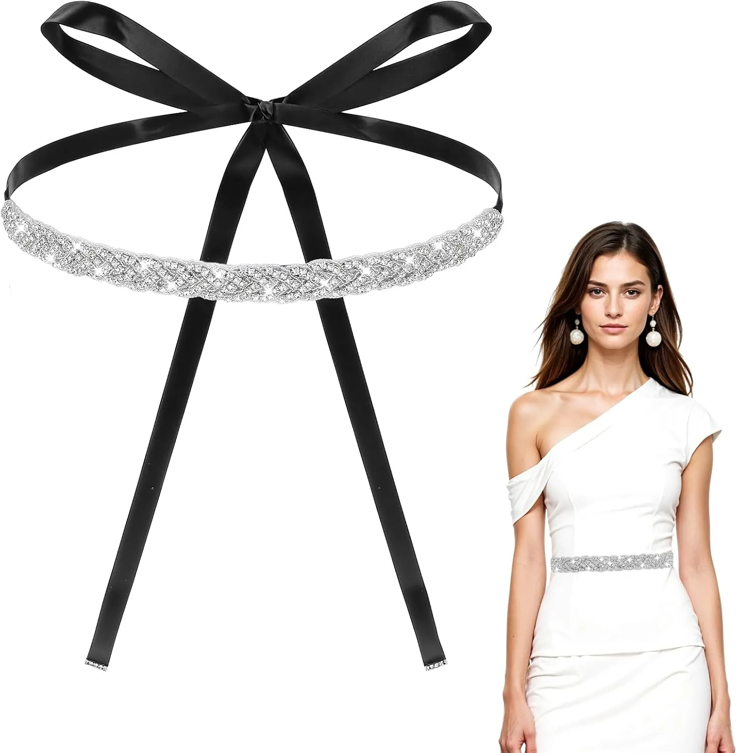 Rhinestone Belt, Handcrafted Wedding Rhinestone Belt for Bridal and Pageant Occasions, Enhances Wedding Dresses and Evening Gowns with Elegance