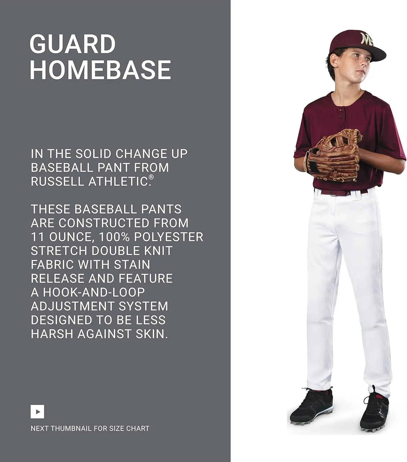 Russell Athletic Men's Solid Change Up Baseball Pant-Pro Comfort, Performance, Beltloops, Hook-and-Loop Adjustment