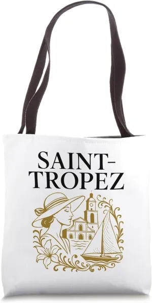 Saint-Tropez Elegant Gold Vintage French Riviera Travel Gift Tote Bag