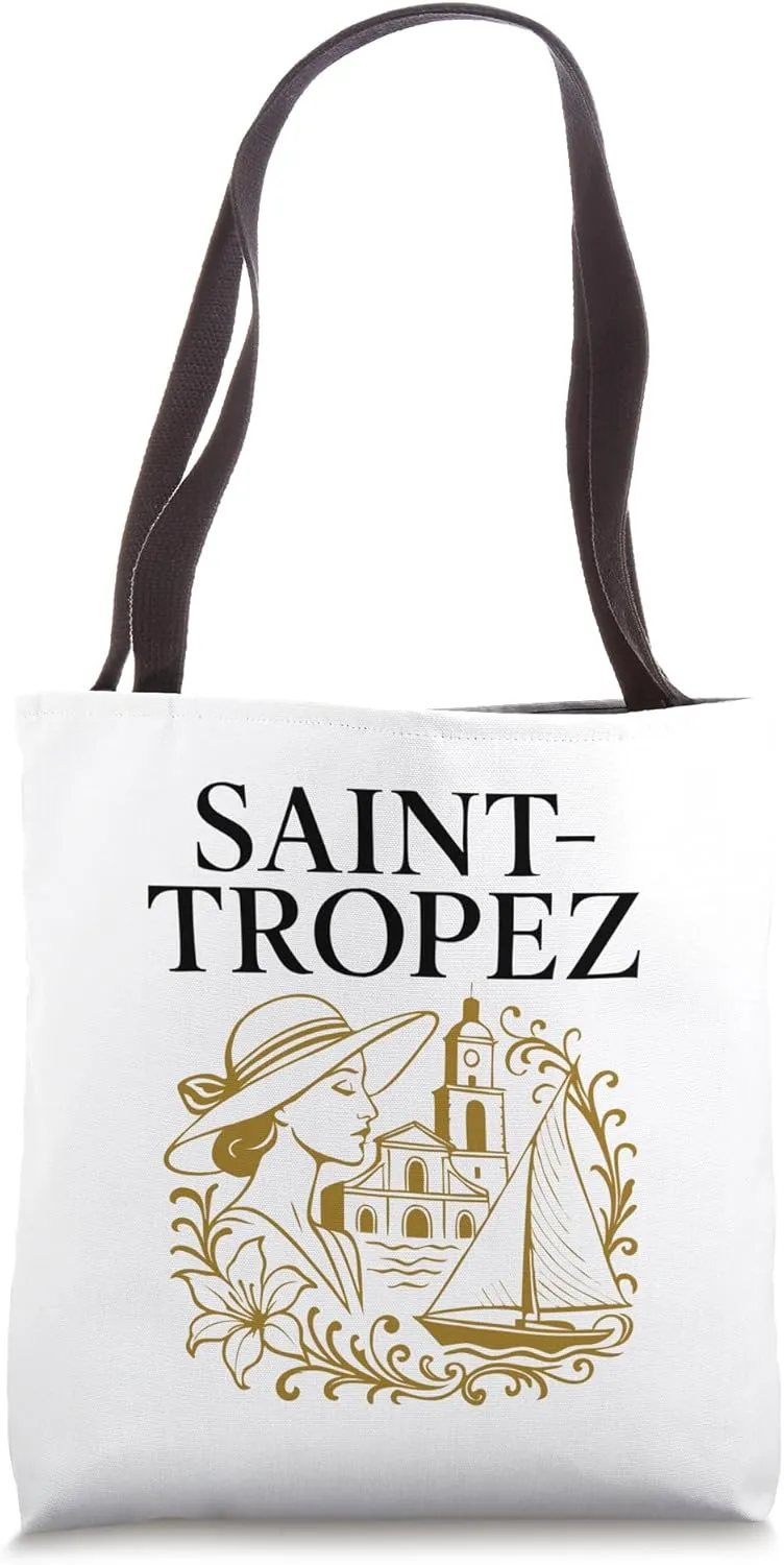Saint-Tropez Elegant Gold Vintage French Riviera Travel Gift Tote Bag