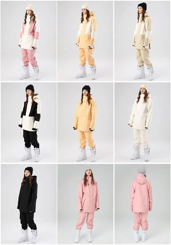 SEARIPE Women Ski Jacket and Pants Set Couples Windproof Ski Suits Mens Waterproof Two Piece Snowsuits for Winter Sports