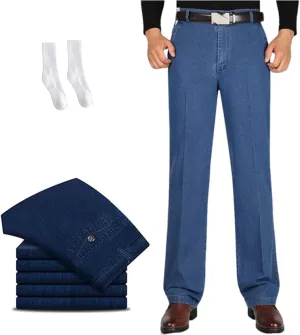 Senistyle Jeans for Men, JettJeans3 - Men's Classic Straight Fit Stretch Jeans for Older Men