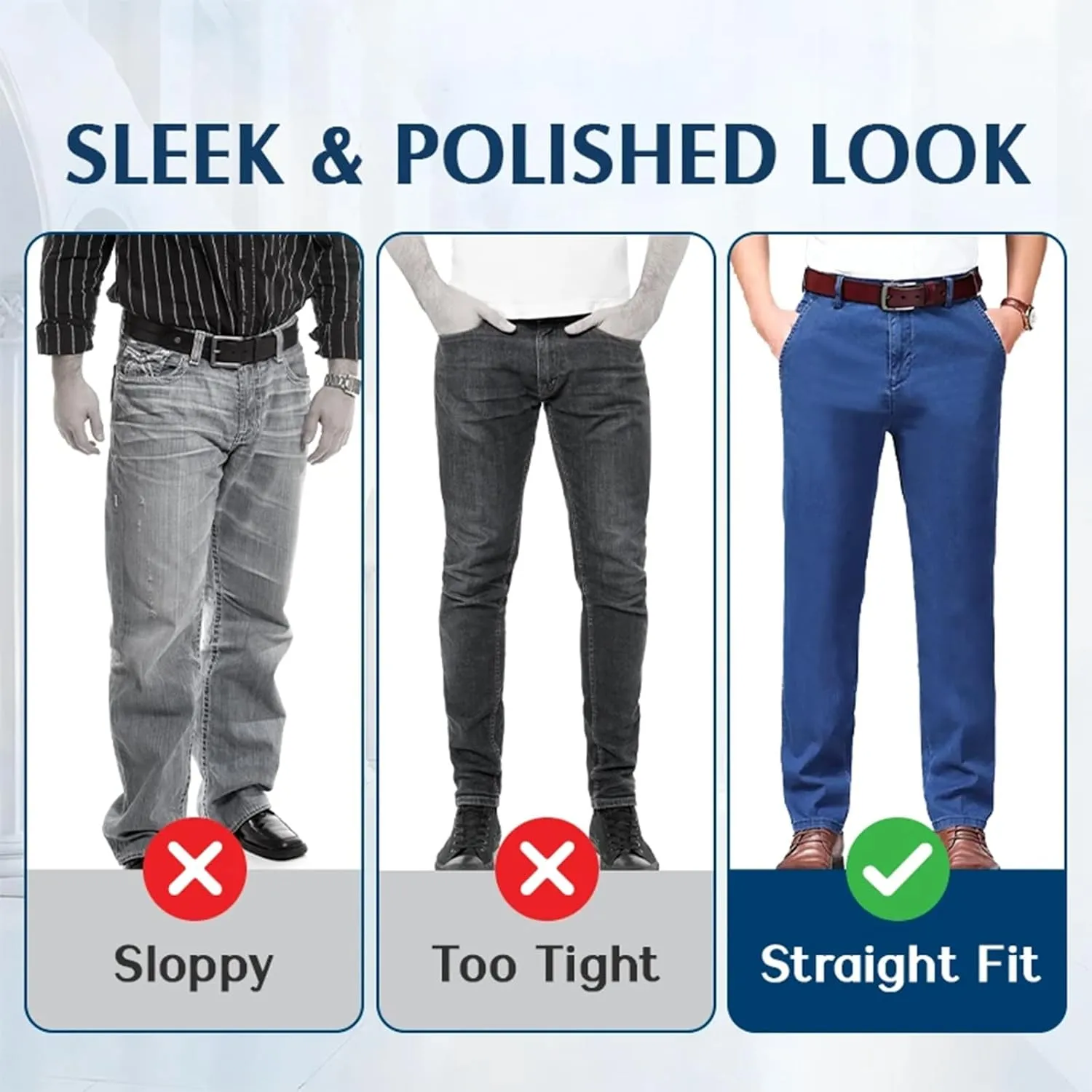 Senistyle Jeans for Men, JettJeans3 - Men's Classic Straight Fit Stretch Jeans for Older Men