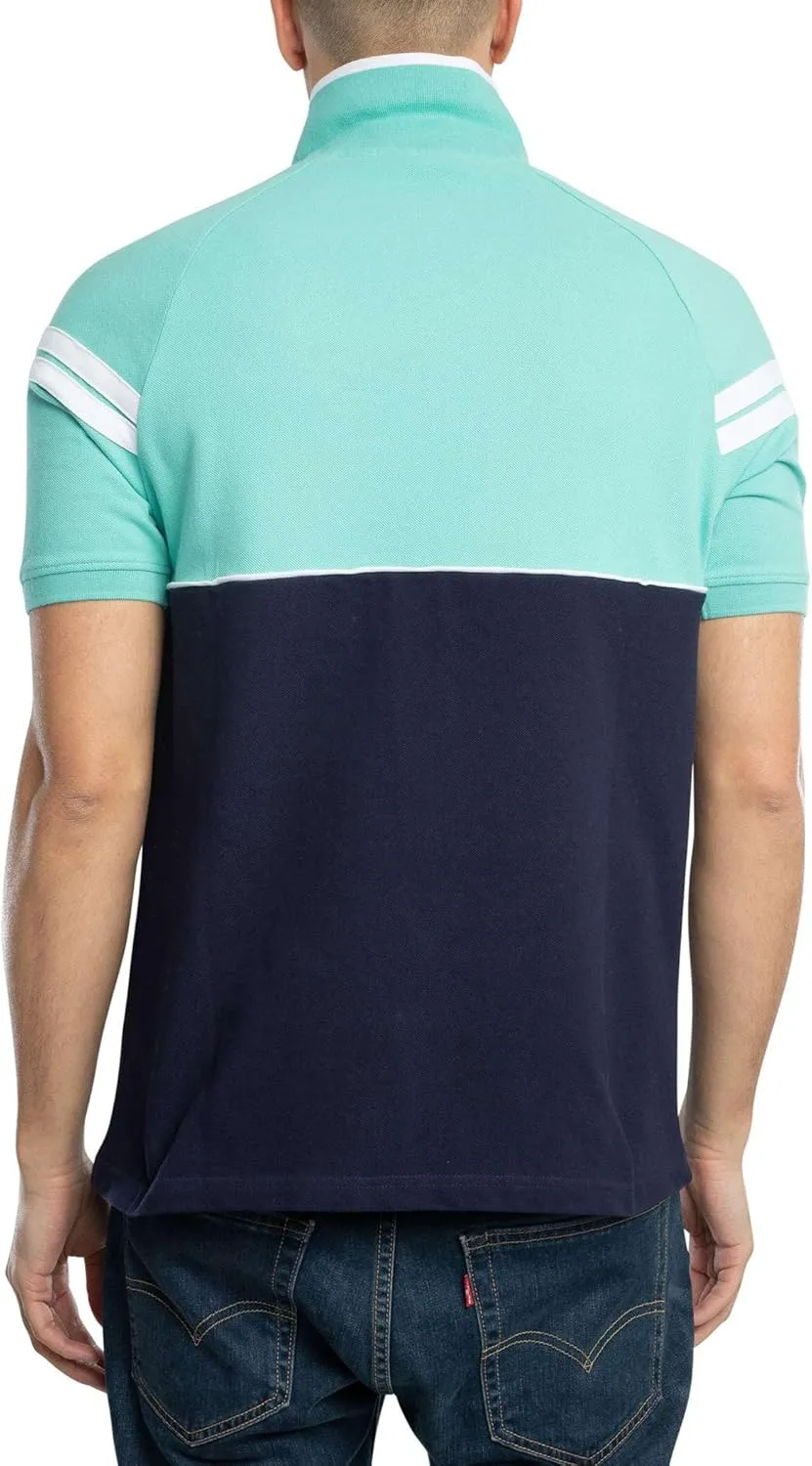 Sergio Tacchini Men's Cambio Polo Shirt, Pool Blue/Maritime Blue/White