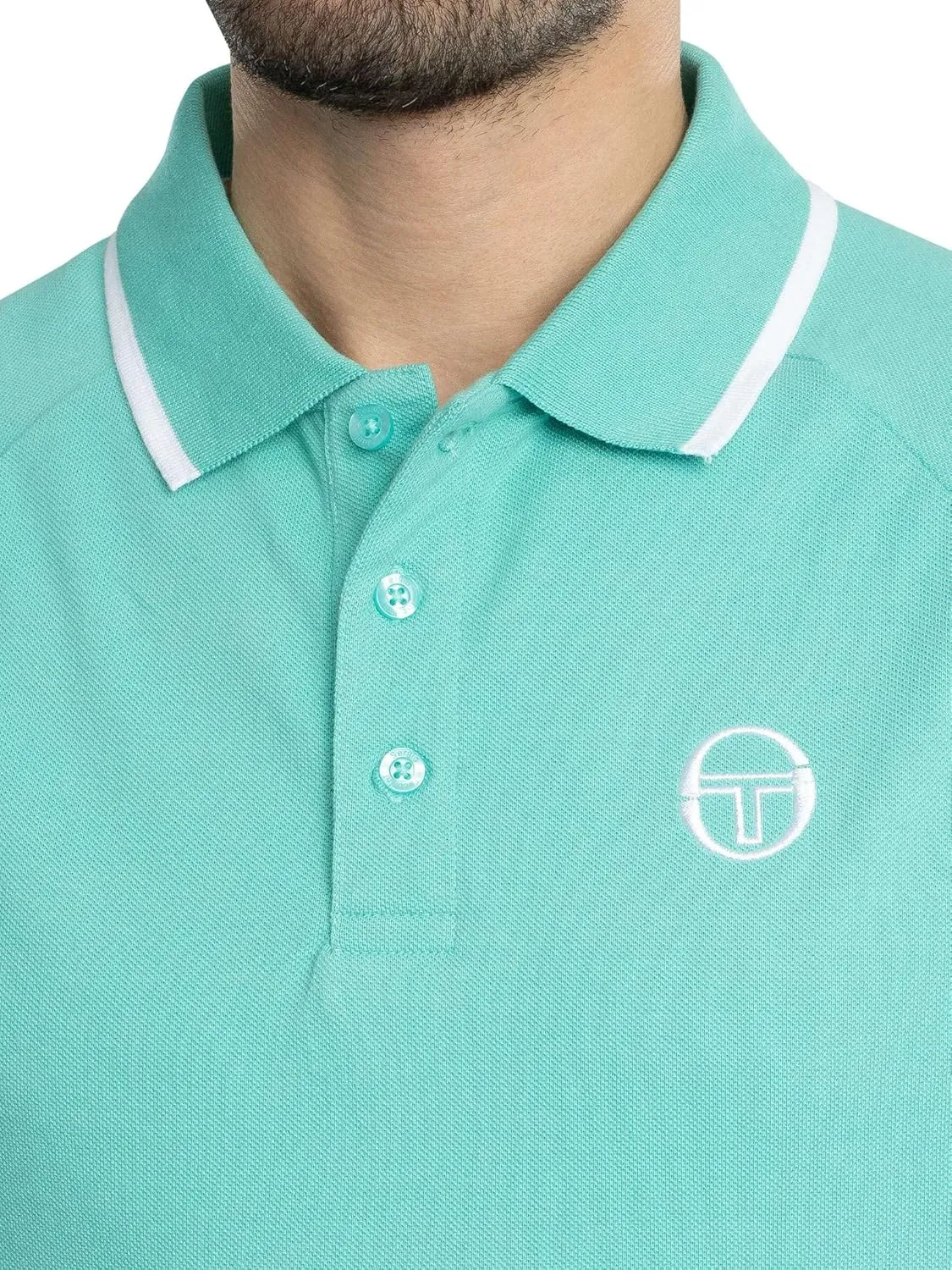 Sergio Tacchini Men's Cambio Polo Shirt, Pool Blue/Maritime Blue/White