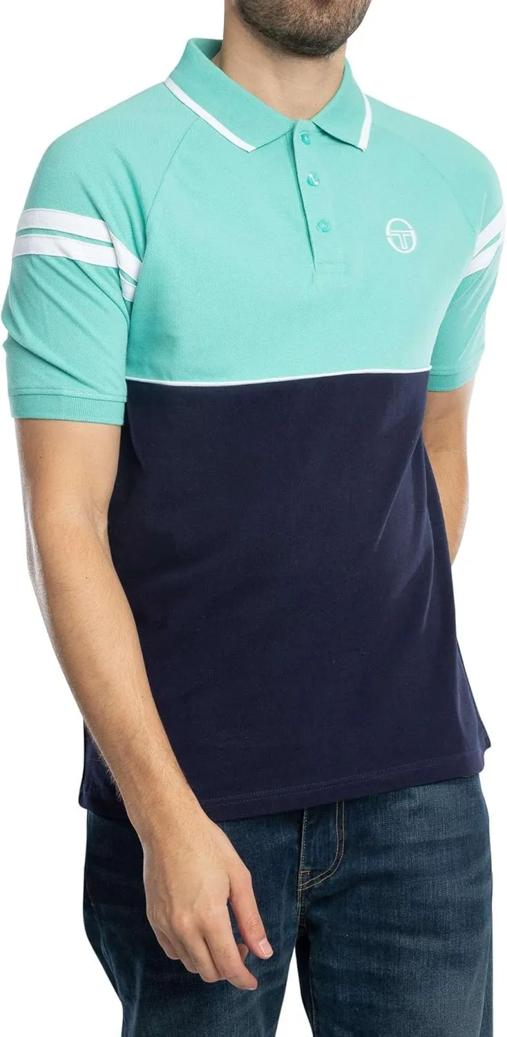 Sergio Tacchini Men's Cambio Polo Shirt, Pool Blue/Maritime Blue/White