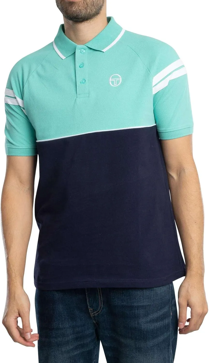 Sergio Tacchini Men's Cambio Polo Shirt, Pool Blue/Maritime Blue/White