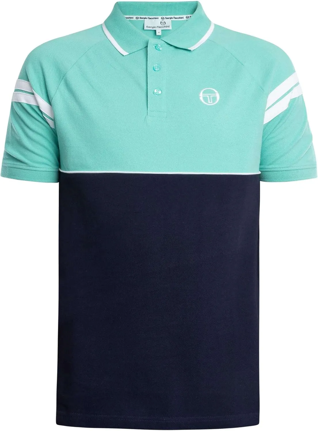 Sergio Tacchini Men's Cambio Polo Shirt, Pool Blue/Maritime Blue/White