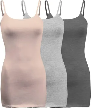 ShezPretty 3-Pack - Women's Basic Cami with Adjustable Spaghetti Straps Tank Top