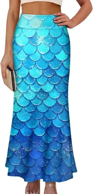 Skirts for Women Elastic Fishtail Bodycon Long Skirt High Waist A-Line Maxi Long Skirts Vacation Skirt for Lady