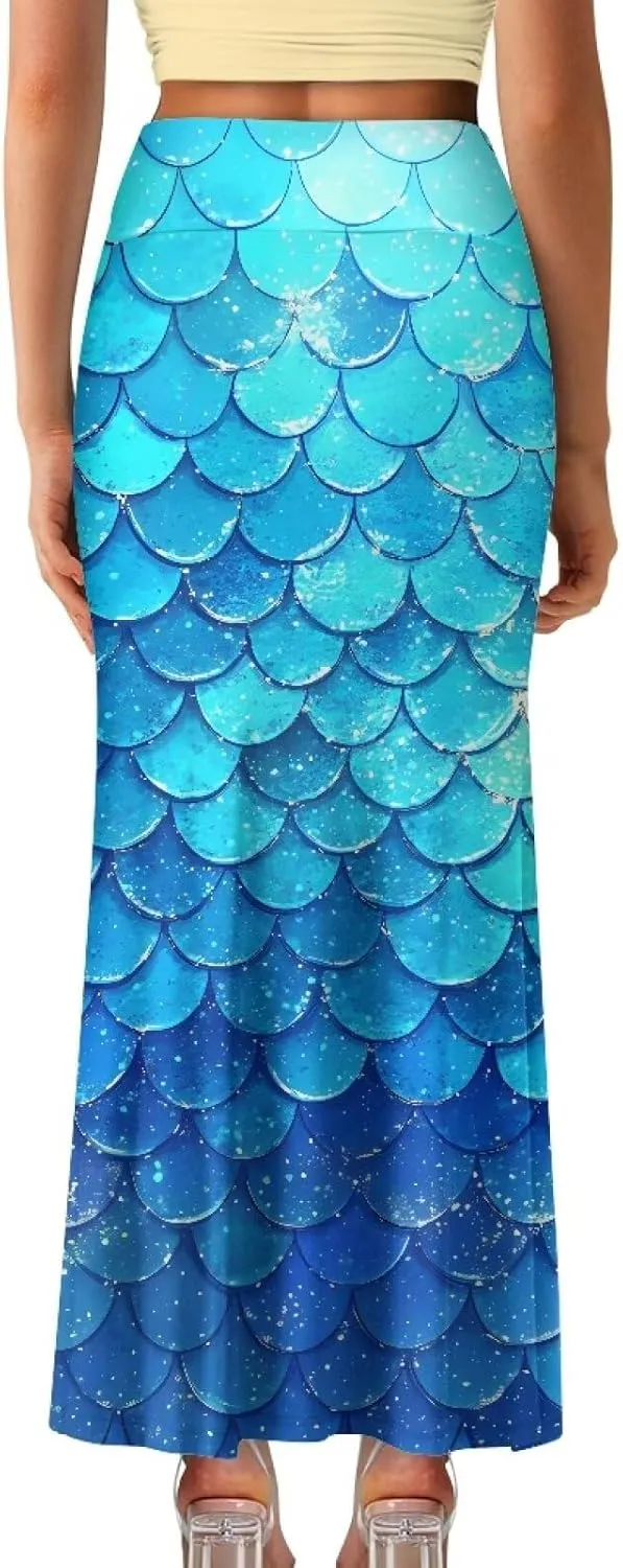 Skirts for Women Elastic Fishtail Bodycon Long Skirt High Waist A-Line Maxi Long Skirts Vacation Skirt for Lady