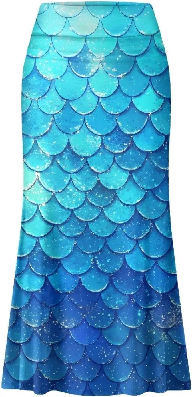 Skirts for Women Elastic Fishtail Bodycon Long Skirt High Waist A-Line Maxi Long Skirts Vacation Skirt for Lady