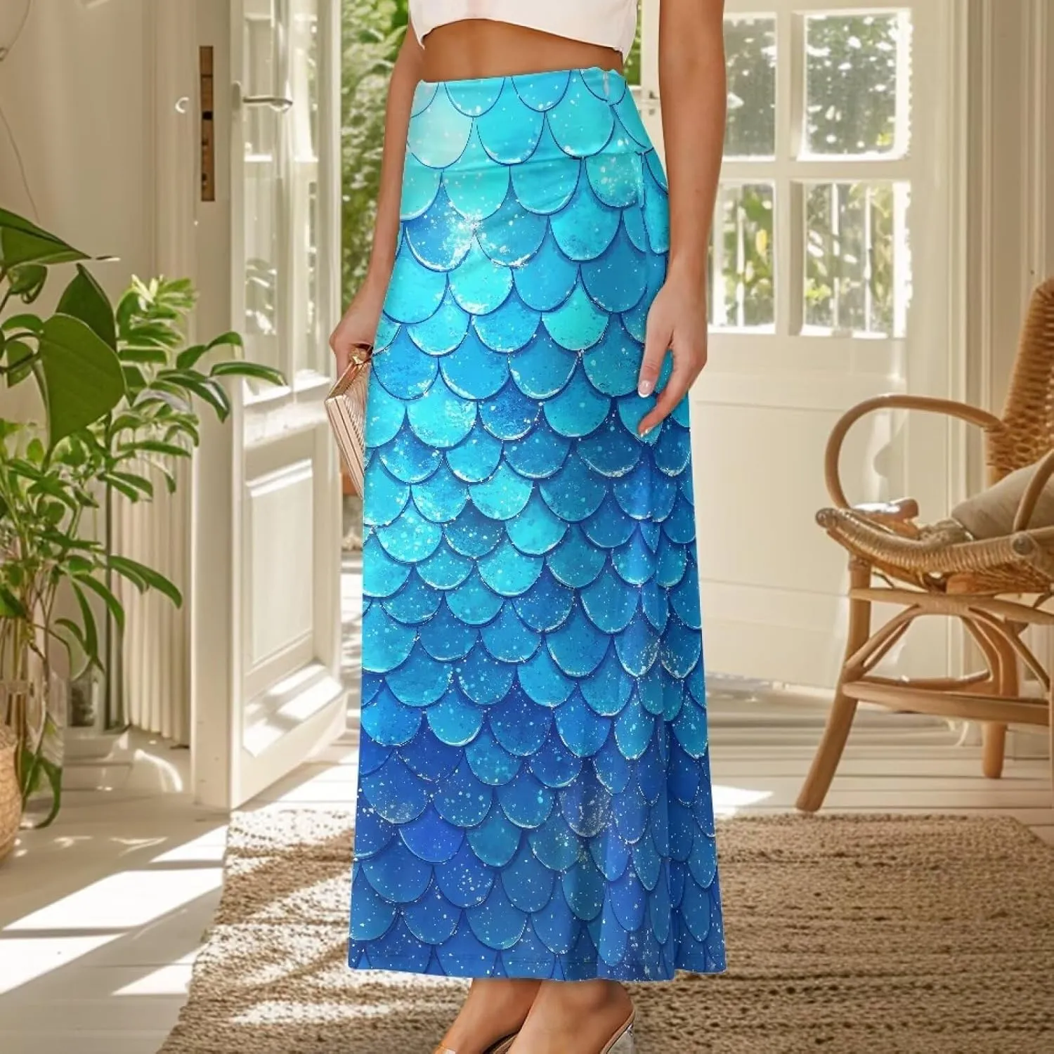 Skirts for Women Elastic Fishtail Bodycon Long Skirt High Waist A-Line Maxi Long Skirts Vacation Skirt for Lady