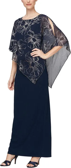 S.L. Fashions Women's Long Cape Dress
