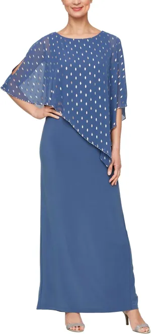 S.L. Fashions Women's Long Cape Mother of The Bride Dress, Formal Gown