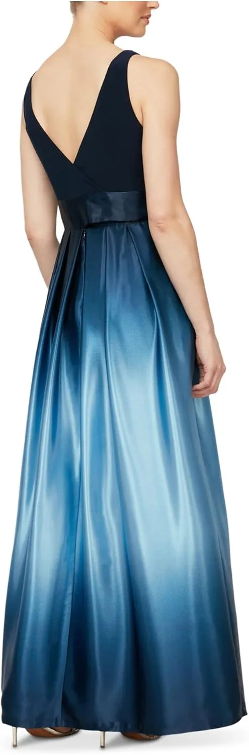 S.L. Fashions Women's Long Satin Mother of The Bride Dress with Pockets, Formal Party Gown (Petite and Regular Sizes)