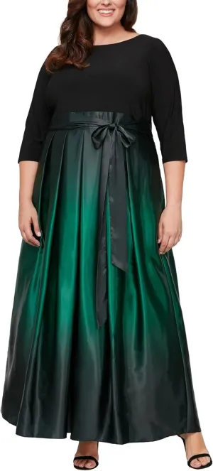 S.L. Fashions Women's Plus Size Sleeveless Long Satin Party Dress with Pockets
