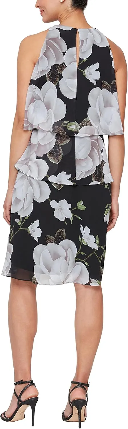 S.L. Fashions Women's Tiered Cocktail Party Dress, Wedding Guest Gown (Petite and Regular Sizes)