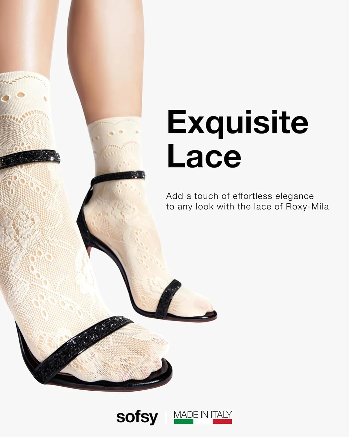 sofsy 10-Year Hosiery Craftsmanship - Italian-Made Fishnet Stockings for Women | Soft Dual Silicone Lace Top Thigh Highs