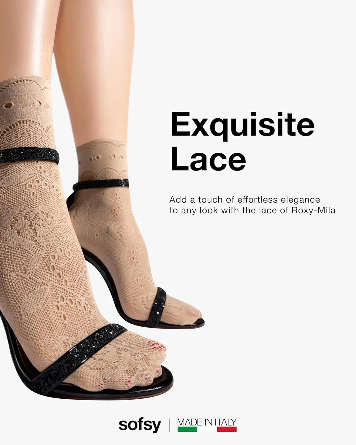 sofsy 10-Year Hosiery Craftsmanship - Italian-Made Fishnet Stockings for Women | Soft Dual Silicone Lace Top Thigh Highs