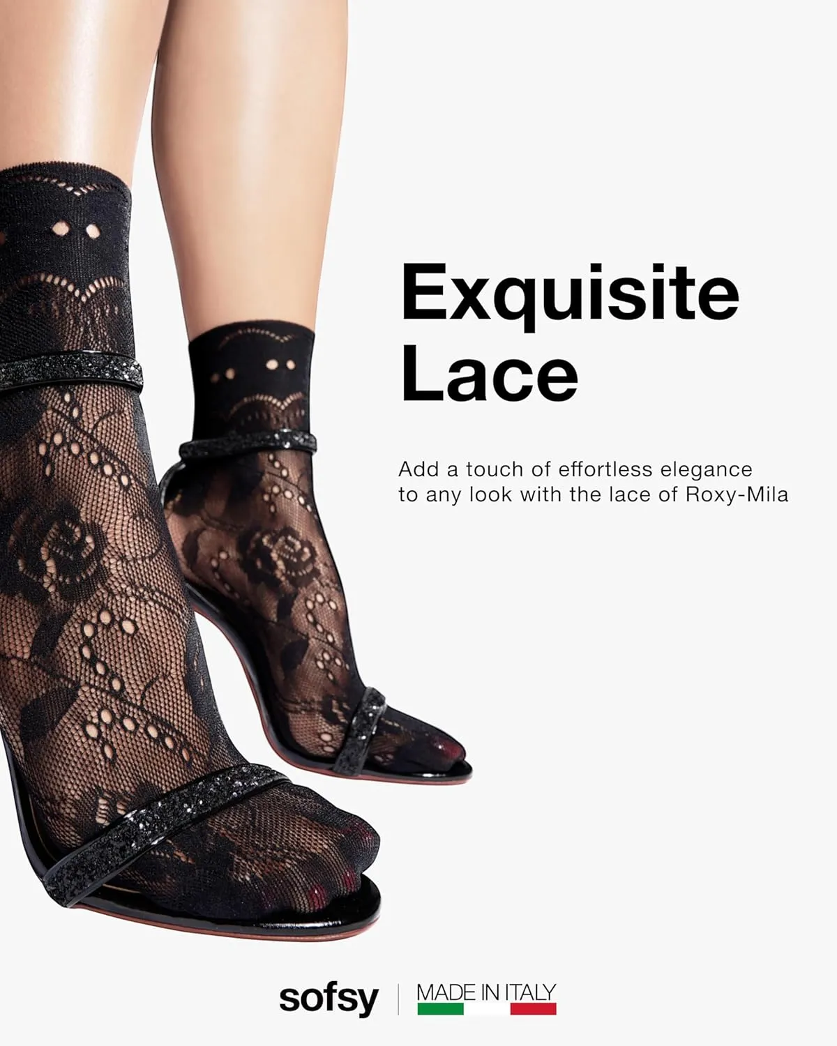 sofsy 10-Year Hosiery Craftsmanship - Italian-Made Fishnet Stockings for Women | Soft Dual Silicone Lace Top Thigh Highs