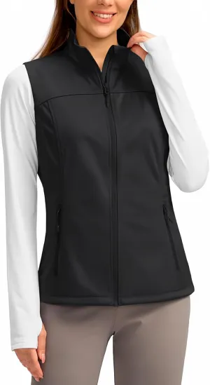 Soothfeel Women's Vest with Zipper Pocekts Lightweight Softshell Sleeveless Jacket Hiking Travel Golf Running Vest for Women