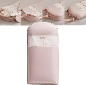 Space Saving Hanging Garment Bag With Self Compression Zipper,Dust Cover Clothes Bags For Down Coat, Coat With Hanger Down Jacket Winter Coats Storage Pocket (Pink Large)